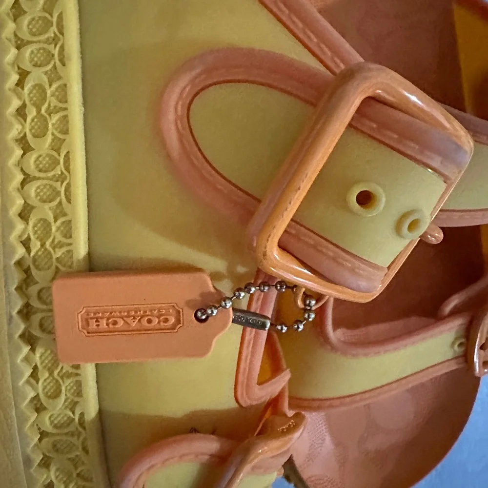 COACH Women Orange and Yellow Coach Sandals - Picture 3 of 6